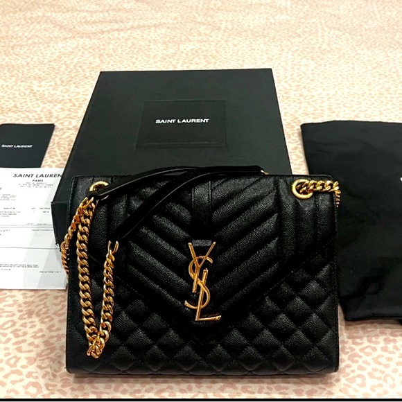 Saint Laurent Envelope Triquit Medium YSL shoulder bag in Grained leather - Picture 1 of 14